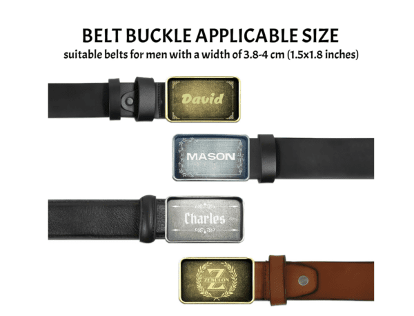 A belt with three different sizes of buckles.